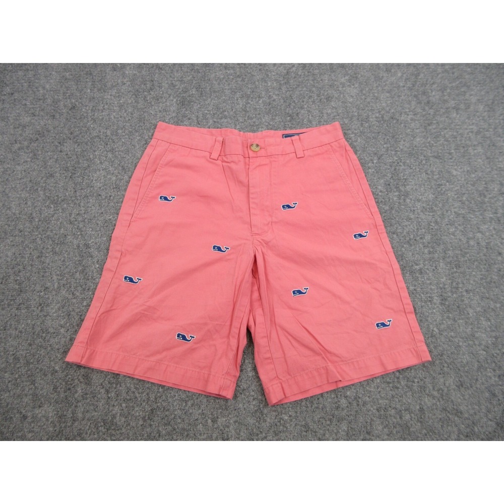Vineyard Vines Shorts Mens 28 Pink Whale Embroidered Breaker Chino 9 Inseam